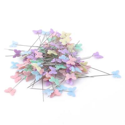 China 100Pcs Jewelry Pins Quilting Patchwork Pins Butterfly Flat Head Sewing Pins Mixed Colors Sewing Tool Sewing Needles for sale