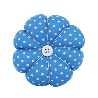 China Portable Dots Wrist Pin Cushions Sewing Pincushion Polka Needle Cushion Blue Tape Backing for Pins Sewing Quilting Backing for sale