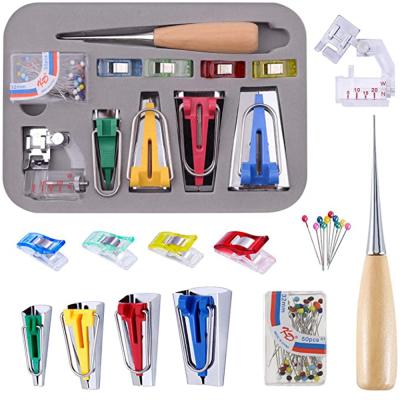 China Sewing Sewing Accessories Bias Tape Makers Binding Tape Kit Fabric Binder Foot Wooden Awl Staples Pins Household DIY Sewing Quilting Tool for sale