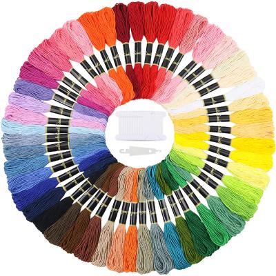 China Viable Multicolor 100pcs Cross Stitch Threads Cotton Skeins Embroidery Thread Floss Sewing Skein With 15pcs Floss Bobbins For DIY Craft for sale