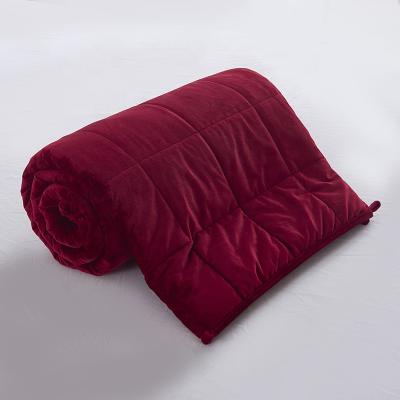 China Anti-pilling super warm soft Minky Sherpa fleece and minky weighted blanket for adults with glass beads fleece for sale