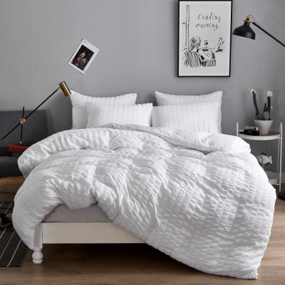 China 3pcs Cotton Seersucker Anti-Static Custom Textured Bedding Set Duvet Cover Luxury Bedding Set for sale