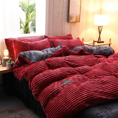 China Therapy Brand Name Velvet Milky Crystal Plush Sheet Set Velvet Duvet Cover Manufacturers Shaggy Bedding for sale