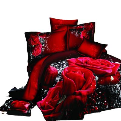 China Anti-Static Digital Luxury Bedding Set Luxury 3d Printing Duvet Cover Sheet Luxury Rose Flower Custom for sale