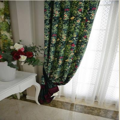 China High End Blackout Cotton Fabric Linen Curtains With Floral Printed Pattern for sale