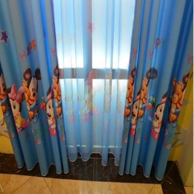 China Stylish European Blackout Style Mickey Cartoon Pattern Printed Blue Curtain for sale