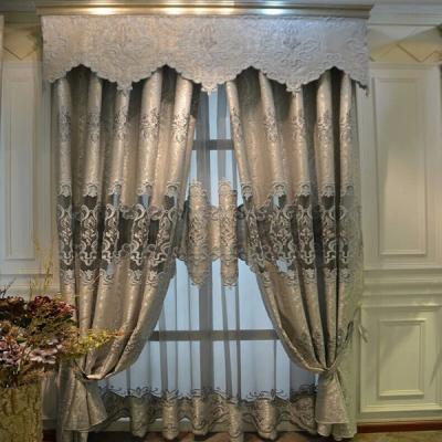 China Blackout Germany Imported Silver Jacquard Fabric Curtain With Retro Pattern for sale