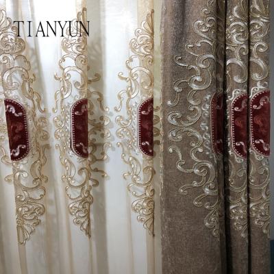 China Luxury High Quality Blackout China Blackout Embroidery Living Room Hotel Curtain Fabric for sale