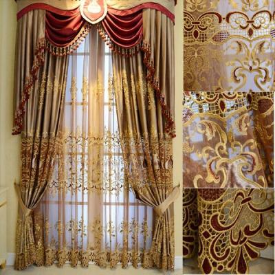 China Luxury Turkish Ready Made Wholesale Blackout Embroidery Curtain Fabric for sale