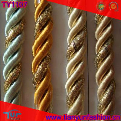 China Mobile phone 6mm braided 3 strand polyester decoration tassel cord for curtain for sale