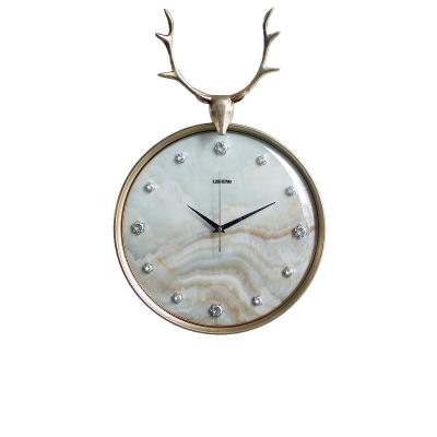 China Europe Marble Stripes Reindeer 12 Process Cutting Stone Wall Clock Furniture Wall Decorations VFBD8285NY for sale