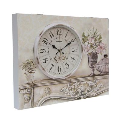 China Rectangular Oil Painting Wall Clock For Electrical Switch Box Decoration 50x40x7.5cm for sale