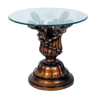 China Vintage European Fancy Style Luxury Coffee Table Highly Detailed Carving Glass Antique G055WA for sale