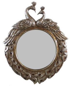 China Peacock Decorative Painting Antique Silver Ornate Framed Mirror DA0573KY for sale