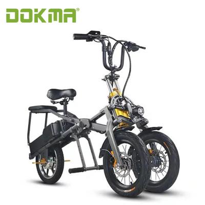 China Dokma 3 wheel unisex scooter electric tricycle 14 inch electric e-bike with lithium battery for adult for sale