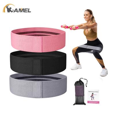 China Custom Polyester Hip Resistance Bands Logo Yoga Booty Loop Fabric Hip Band 3 Levels Hip Resistance Anti-Slip Loop for sale