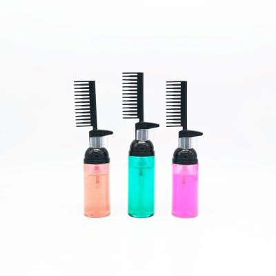 China Non Spill Foam Pump With Comb Clip For Hair Dye Foam Forming Self-cleaning PET Spray 0.4CC Volume 30-100ml PET Bottle for sale