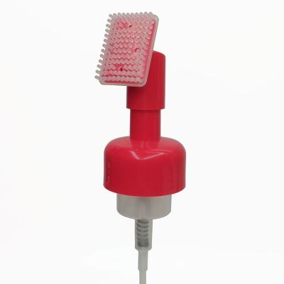 China Non Spill High Quality Red Foam Soap Pump Plastic Bottle With Square Silicone Brush Foam Pump 43mm for sale