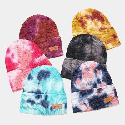 China breathable & Waterproof Women Tie Dye Beanie Cuffed Warm Winter Knit Watch Hat Skull Solid Tie Dye Beanie Cuffed Winter Knit Watch Hat Skull Tie Dye Hat for sale