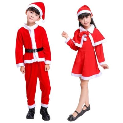 China Fancy Kids Costume Mrs. Claus Costume Red Christmas Dress And Hat Low Price Kids Christmas Costume for sale