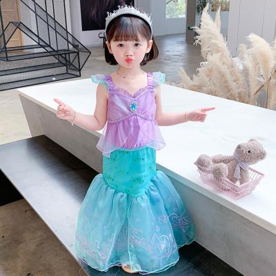 China 2021 New Polyester Style Mermaid Tutu Dress Girls Halloween Birthday Party Role Play Costume Princess Dress Up Clothes for sale