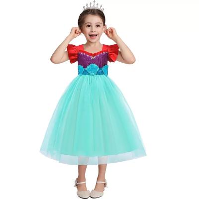 China Polyester Princess Ariel Mermaid Costumes Lace Up Tulle Shorts Flight Sheaths Outfits Kids Princess Dress For Halloween Party for sale