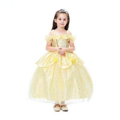 China Polyester Princess Belle Dress UP Costume Christmas Birthday Party Halloween Dress Fancy Dress For Little Girls for sale