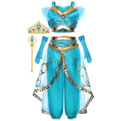 China Princess Jasmine Dress Fancy Birthday Party Girls Polyester Costume Role Play Equipment Halloween Carnival for sale