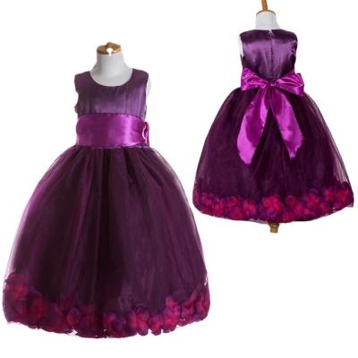 China high quality Anti-wrinkle gauze puffy dress for girls petal lace dress bow tie wedding party bridesmaid dress for sale