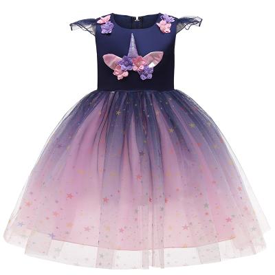 China New Fashion Unicorn Dress For Party Birthday Girls Breathable Wedding Clothing for sale