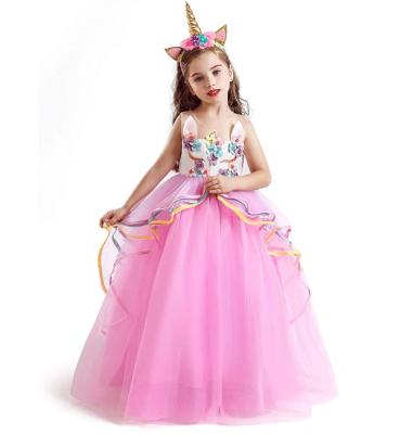 China Washable Unicorn Costume Dresses For Girls Birthd Bridesmaids Party Wedding Princess Dress Long Tulle Girl Dress Up Clothes for sale