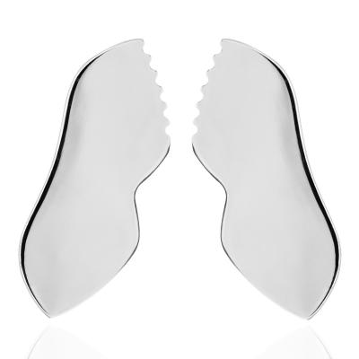 China Facial 304 stainless steel with eye lift V surface speed shape gua sha face plate cosmetic knife for sale