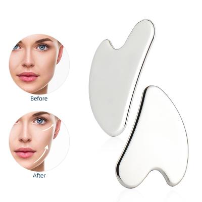 China Health Care Massage 304 Stainless Steel Plate Face Eye Beauty Massager V Heart Shaped Metal Dish Face Scratching Scratching Knife for sale