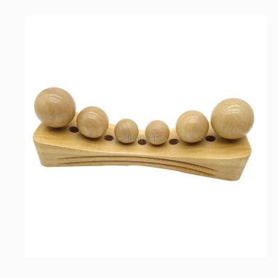 China Lumbar Massager 6 Massager Solid Wood Balls Use for Psoas Muscle Release Tool and Neck Massager Pillow Massager Hip Hook Trigger Neck for sale