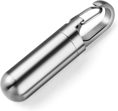 China Modern And Simple Stainless Steel Key Chain Pill Holder Sealed Waterproof Bin Small Portable Pill Box for sale