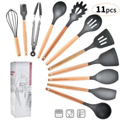 China Best Price 11 Pcs Silicone Kitchen Utensils Set Silicone Spoon Rest Stocked Kitchen for sale