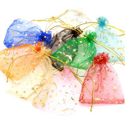 China Wholesale Recyclable Star And Moon Organza Pouch Bags Accessories Jewelry Drawstring Bags For Wedding Party Gift Bags for sale