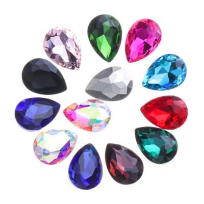 China Wholesale Teardrop Waterdrop Shoes Clothing Accessories Jewelry Pointback Glass Back Rhinestones Rhinestones for sale