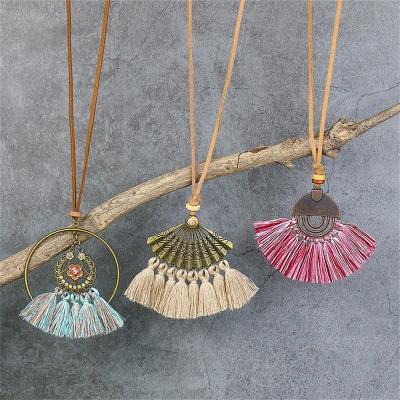 China Wholesale 2022 newcomer personality FASHIONABLE creative long tassel personality jewelry set Bohemian ethnic style tassel necklaces set for sale