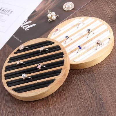 China Jewelry Disply 2022 New Arrivals Natural Bamboo Wooden Jewelry Display Tray Jewelry Display Props Ring Earrings Bracelet Leather Tray Storage for sale