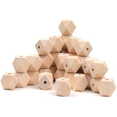 China For Necklace Handmade Necklace Faceted Geometric Wooden Spacer Hair Beads Natural Color Polygons Shape DIY Wooden Beads Wooden Bead Garland for sale