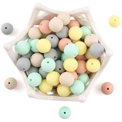 China YIWU Colorful Baby Teething Wholesales food grade loose silikon perlen cuentas de siliconas silicone beads 15mm for sale