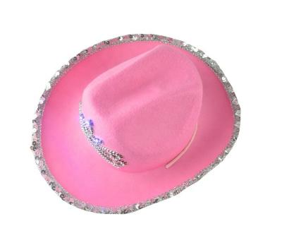 China Four Seasons Design New Four Seasons Design Princess Crown Girl Sequin Cowgirl Simple Pink Cowboy Hat for sale