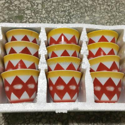 China Sustainable KNT Factory Cheap Classical Traditional Design Printing 80cc 60cc Porcelain Arabic Coffee Cup Cawa Cup Set of 12pcs for sale