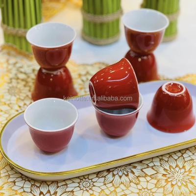 China Sustainable Wholesale Price Arabic 80cc Color Glazed New Bone china Porcelain Ceramic Coffee Cups Without Handle for sale