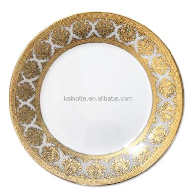 China Sustainable Cheap Yiwu Plate Porcelain Sets 7.5 inch 10.5 inch Ceramic Gold Plated Custom Printed Dinner Plates for sale