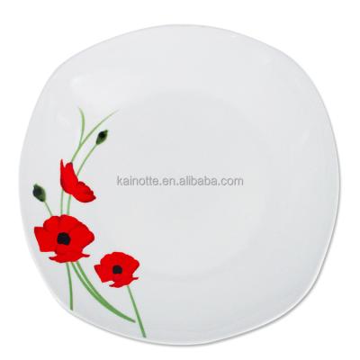 China Sustainable KNT Royal Design Porcelain Dinner Plates Custom Printed Handmade Ceramic Bone china Square Shape Dinner Plate For Restaurant for sale