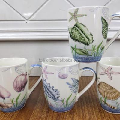 China Sustainable YIWU Factory Colorful Ceramic Wholesale Printed Design 11oz 12oz Fine Porcelain Coffee Cups Mugs Customizable for sale