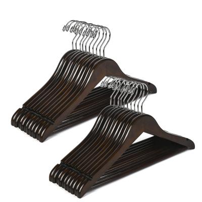 China Factory Supply Hot Selling Amazon CLASSIC Antique Walnut Wooden Hangers For Clothes for sale