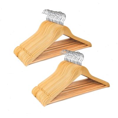 China 2021 Wholesale Space Saving China Factory Natural Wood Hanger For Supermarket for sale